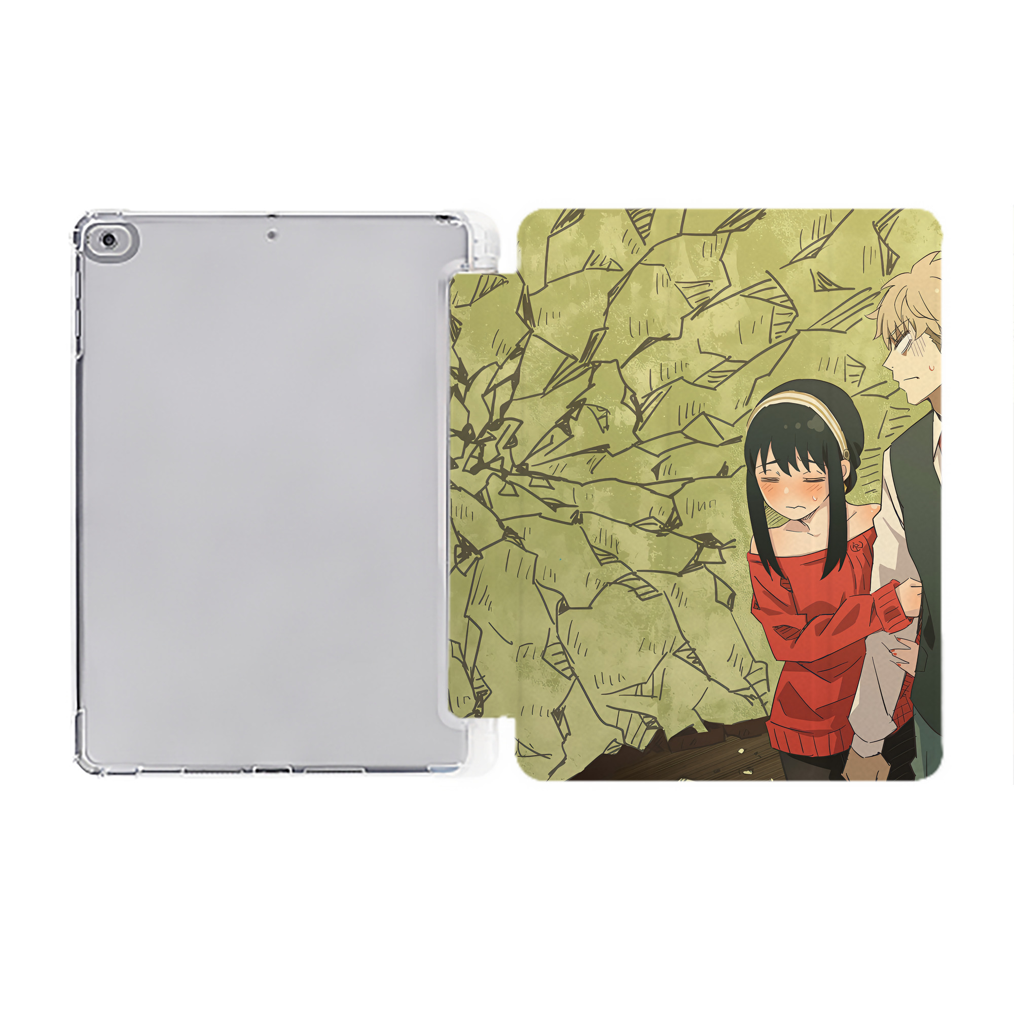 （画像用） SPY×FAMILY间谍家家酒 IPad ケース ペン収納付き 三つ折りスタンド PUレザー×シリコン 対応機種9.5/10.5/10.9インチ